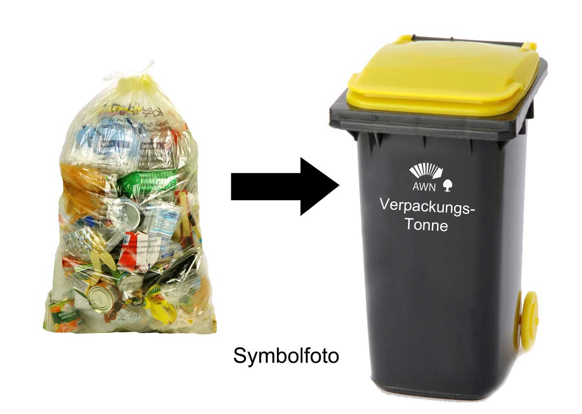 Symbolfoto: Gelber Sack - Gelbe Verpackungstonne