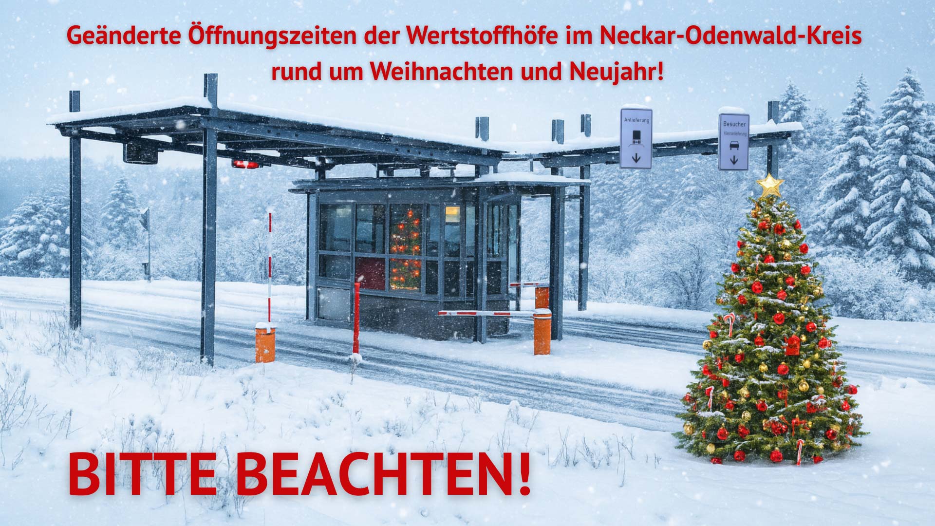 Wiegeterminal am Entsorgungszentrum Sansenhecken in winterlicher Stimmung